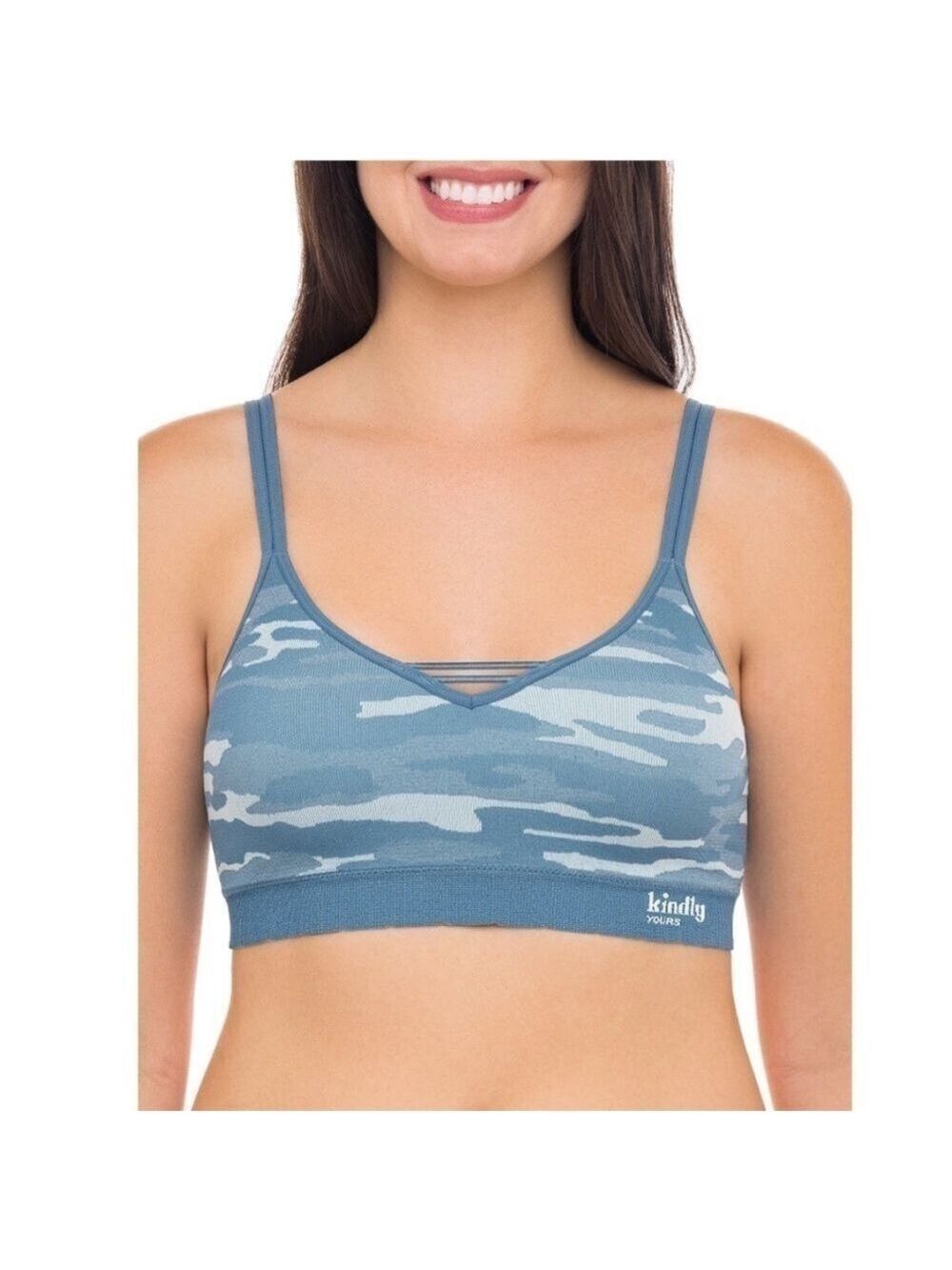Kindly Yours Reef Blue camouflage caged v-neck bralette size medium